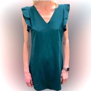 Love ady | Green V-neck flutter sleeve dress